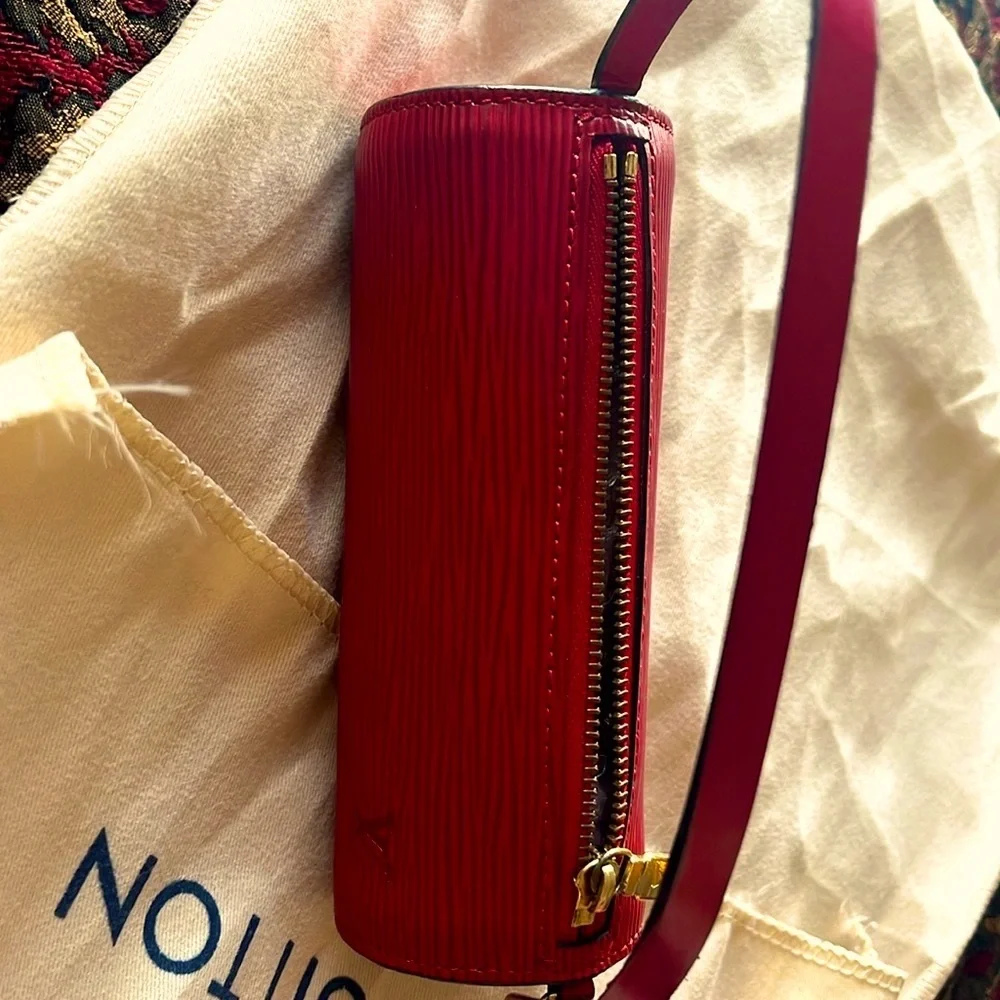 Louis Vuitton Red Epi Leather Cylinder Wristlet